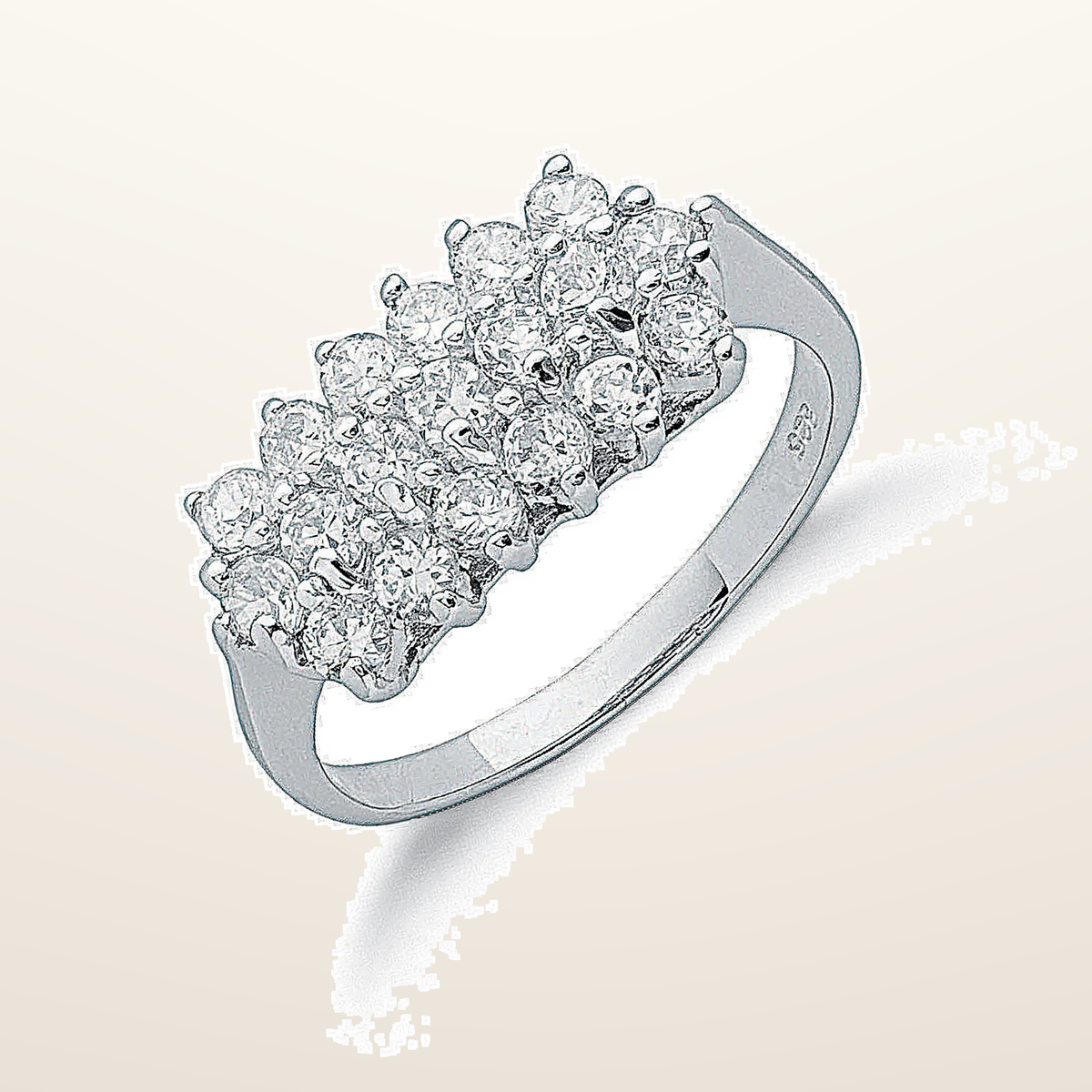 IT_ROLE:studio_clean | Silver Claw Set Cubic Zirconia Cluster Ring