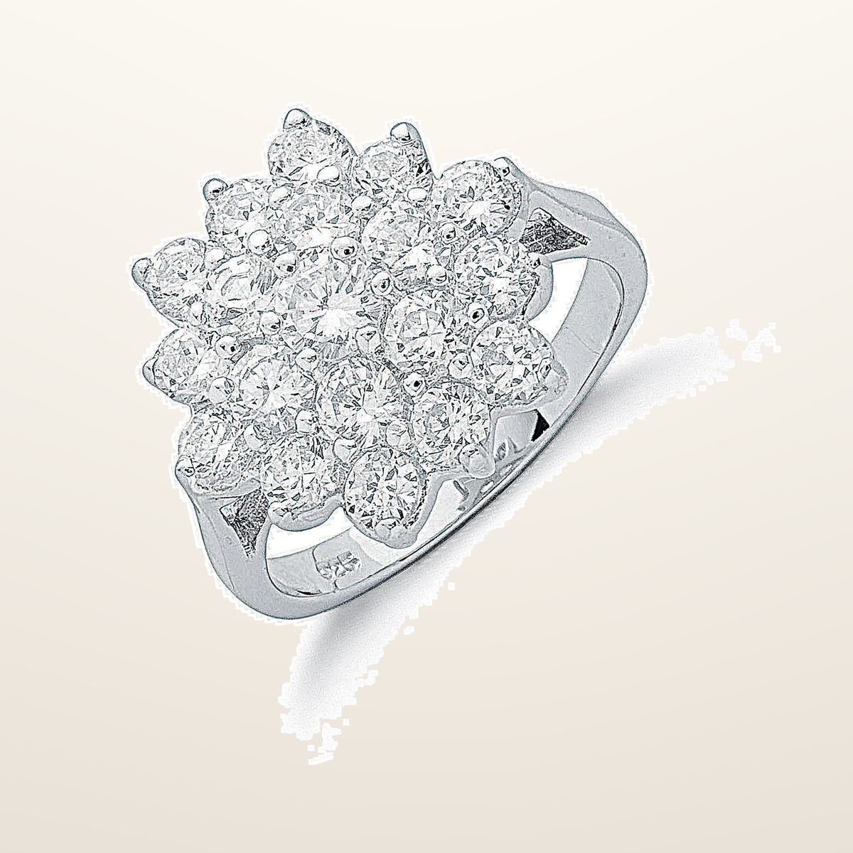 IT_ROLE:studio_clean | Silver Claw Set Cubic Zirconia Cluster Ring