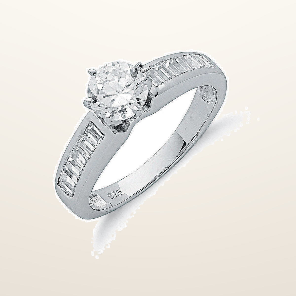 IT_ROLE:studio_clean | Silver Claw Set Cubic Zirconia Solitaire Ring