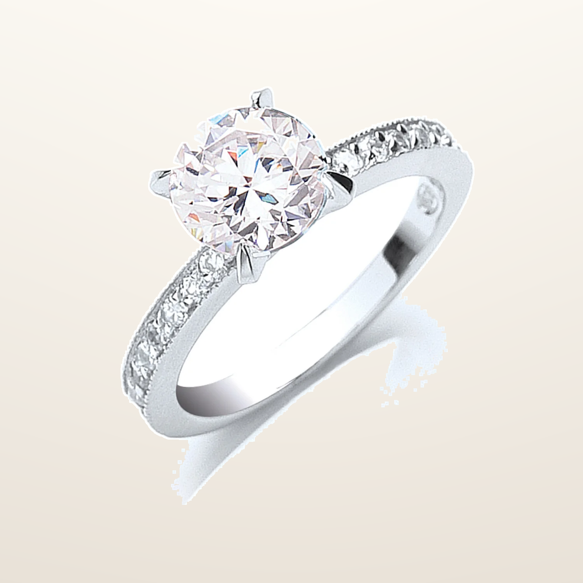 IT_ROLE:studio_clean | Silver Claw Set Cubic Zirconia Solitaire Ring