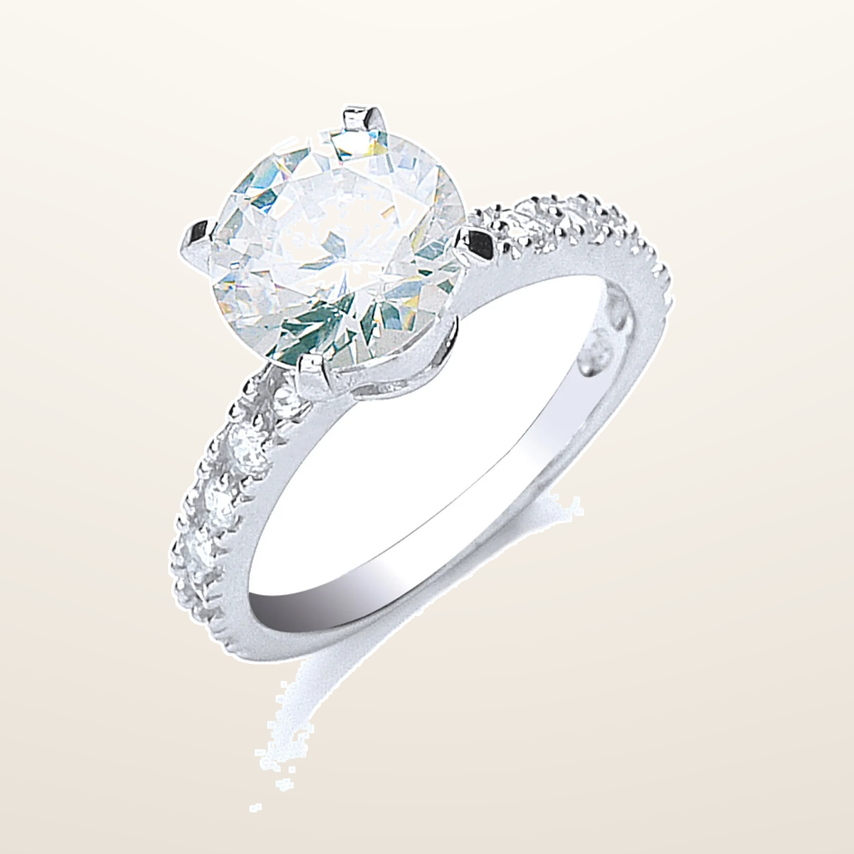 IT_ROLE:studio_clean | Silver Claw Set Cubic Zirconia Solitaire Ring