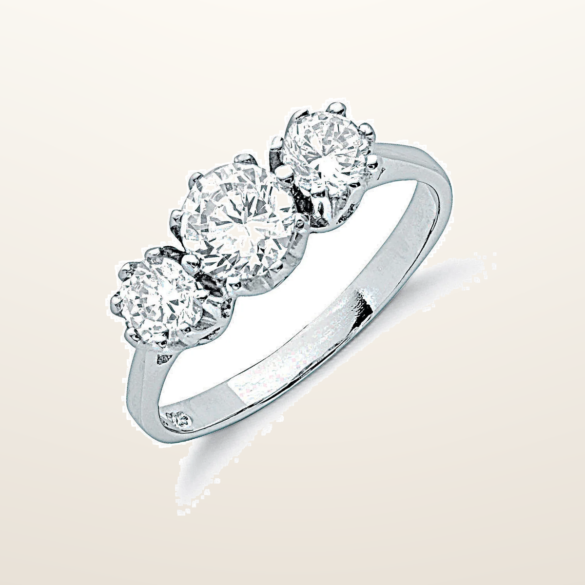 IT_ROLE:studio_clean | Silver Claw Set Cubic Zirconia Trilogy Ring