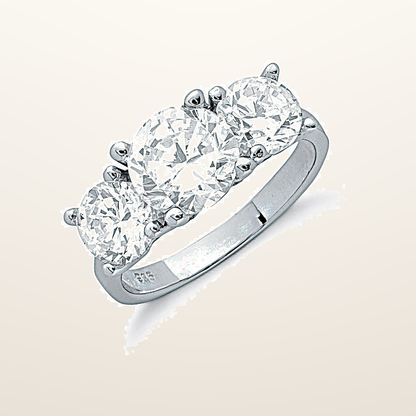 IT_ROLE:studio_clean | Silver Claw Set Cubic Zirconia Trilogy Ring