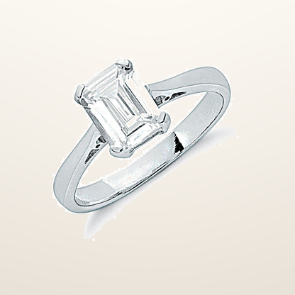 IT_ROLE:studio_clean | Silver Claw Set Emerald Cut Cubic Zirconia Solitaire Ring
