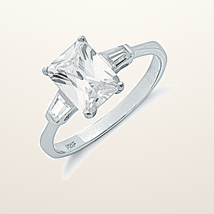 IT_ROLE:studio_clean | Silver Claw Set Emerald Cut Cubic Zirconia Solitaire Ring
