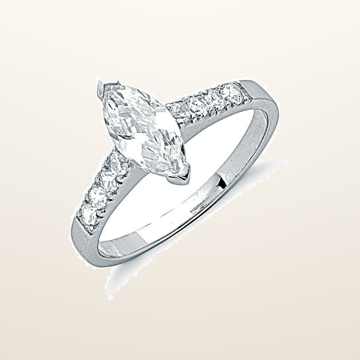 IT_ROLE:studio_clean | Silver Claw Set Marquies Cut Cubic Zirconia Solitaire Ring