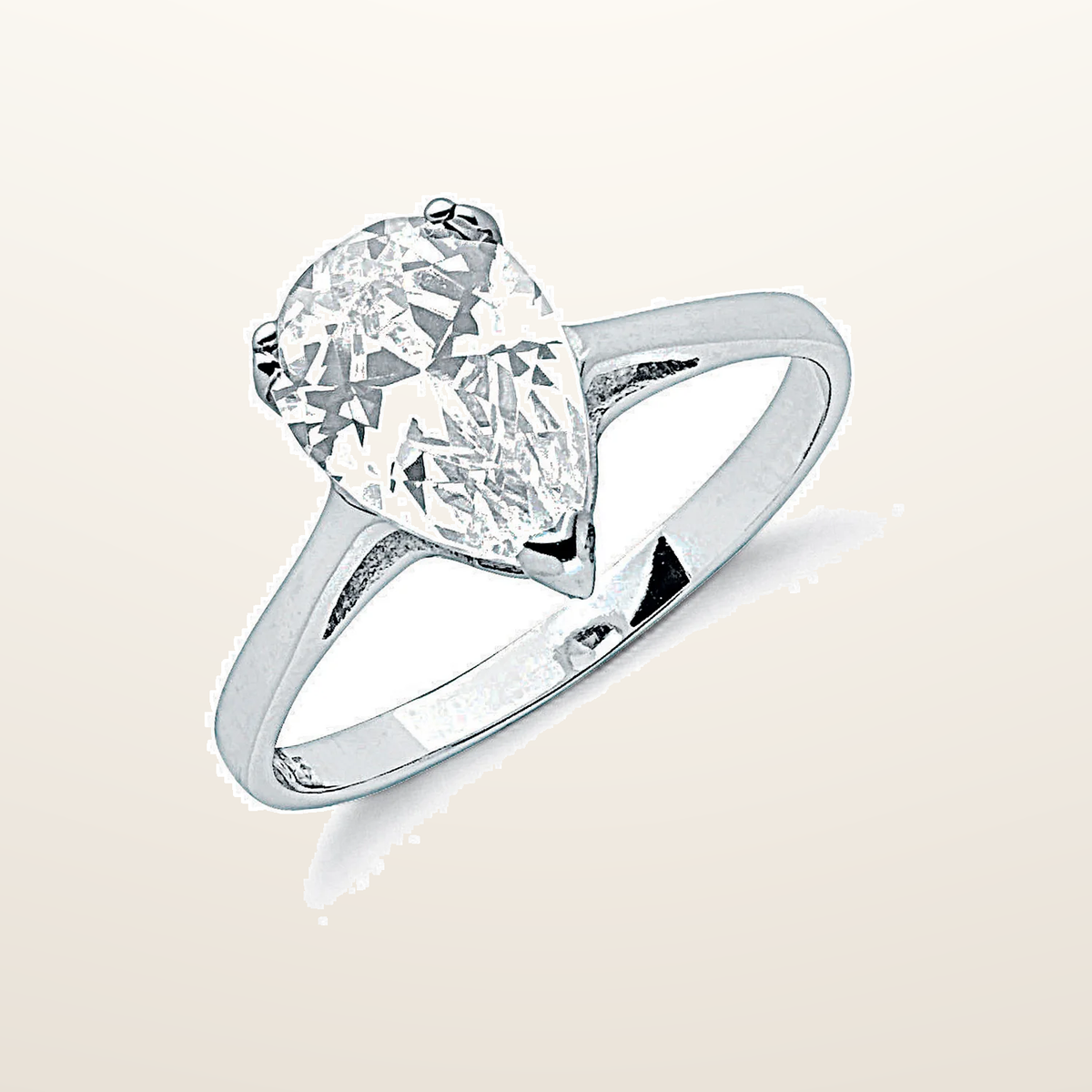 IT_ROLE:studio_clean | Silver Claw Set Pear Cut Cubic Zirconia Solitaire Ring