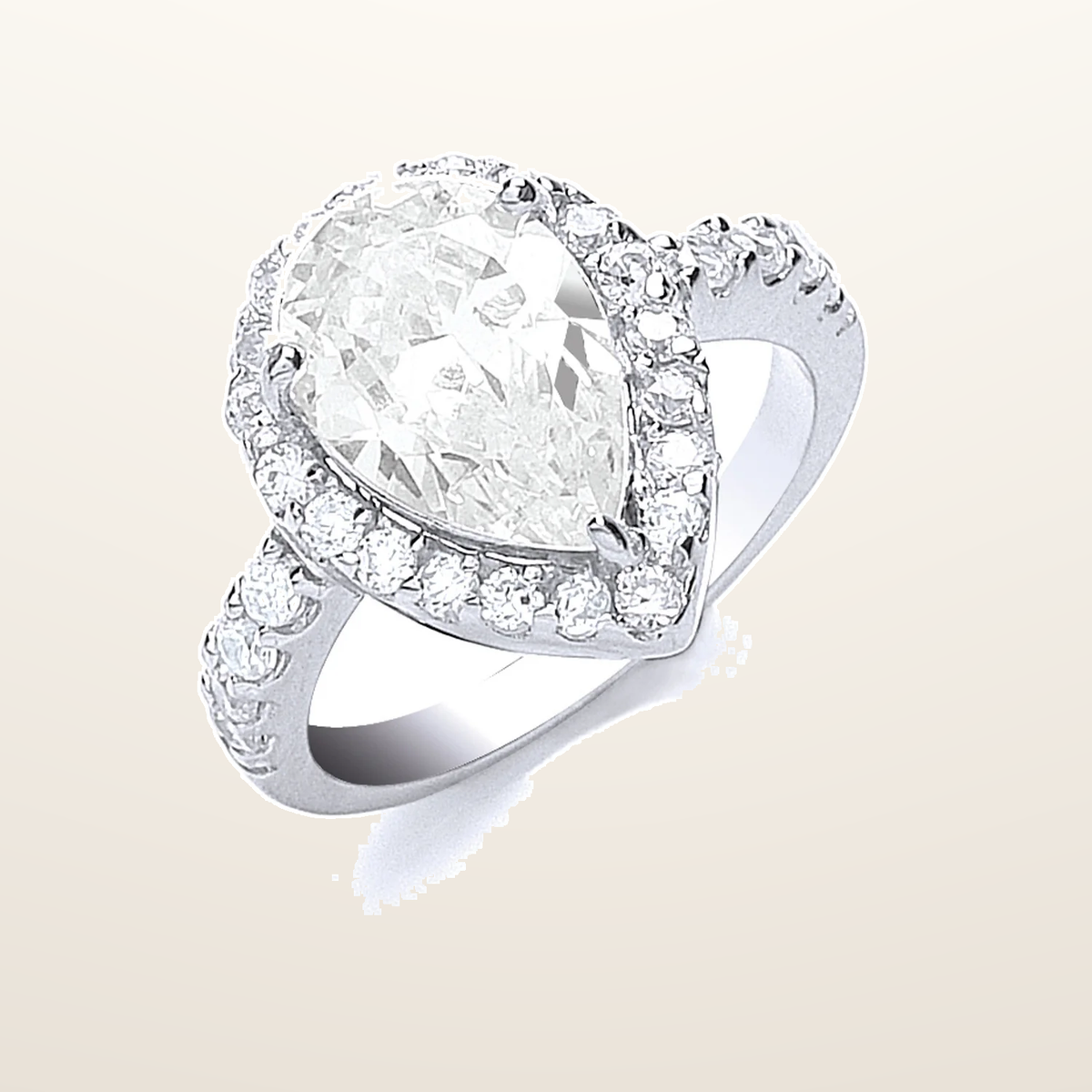 IT_ROLE:studio_clean | Silver Claw Set Pear Shape Centre Cubic Zirconia Ring