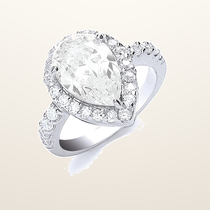 IT_ROLE:studio_clean | Silver Claw Set Pear Shape Centre Cubic Zirconia Ring
