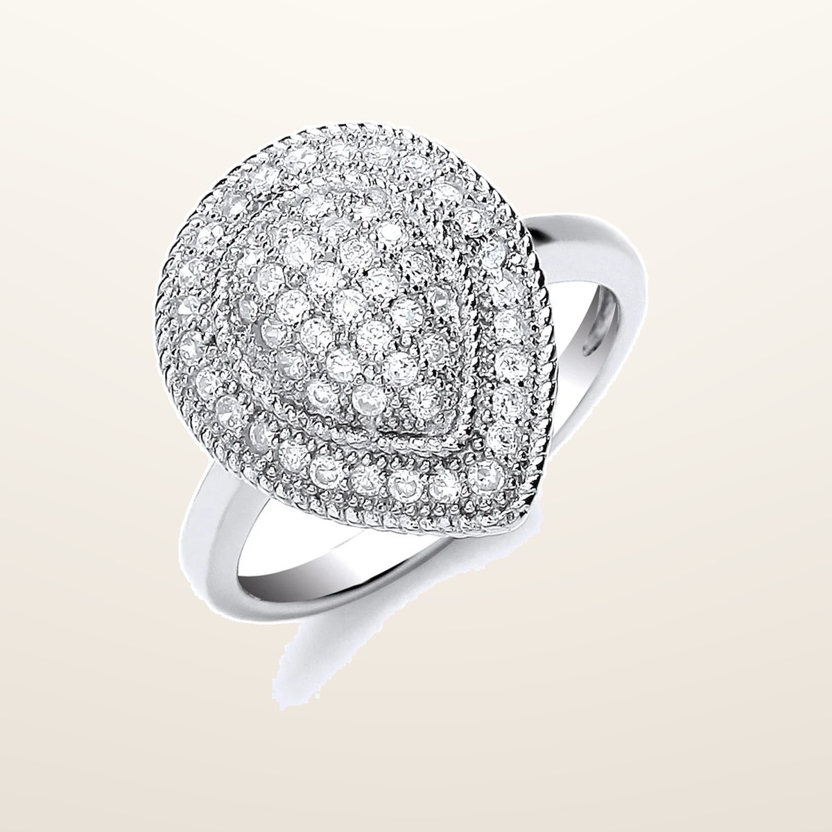 IT_ROLE:studio_clean | Silver Cluster Teardrop Shape Cubic Zirconia's Ring