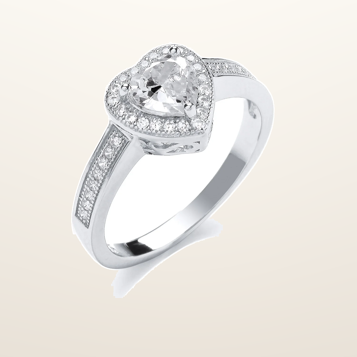 IT_ROLE:studio_clean | Silver Cubic Zirconia Heart Ring