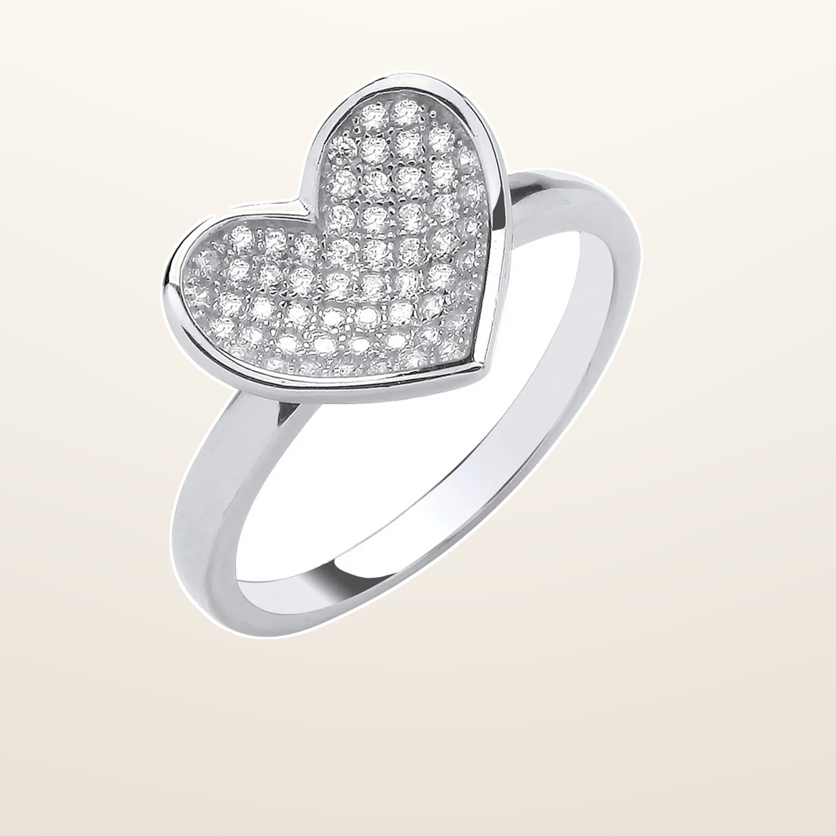 IT_ROLE:studio_clean | Silver Cubic Zirconia Heart Ring
