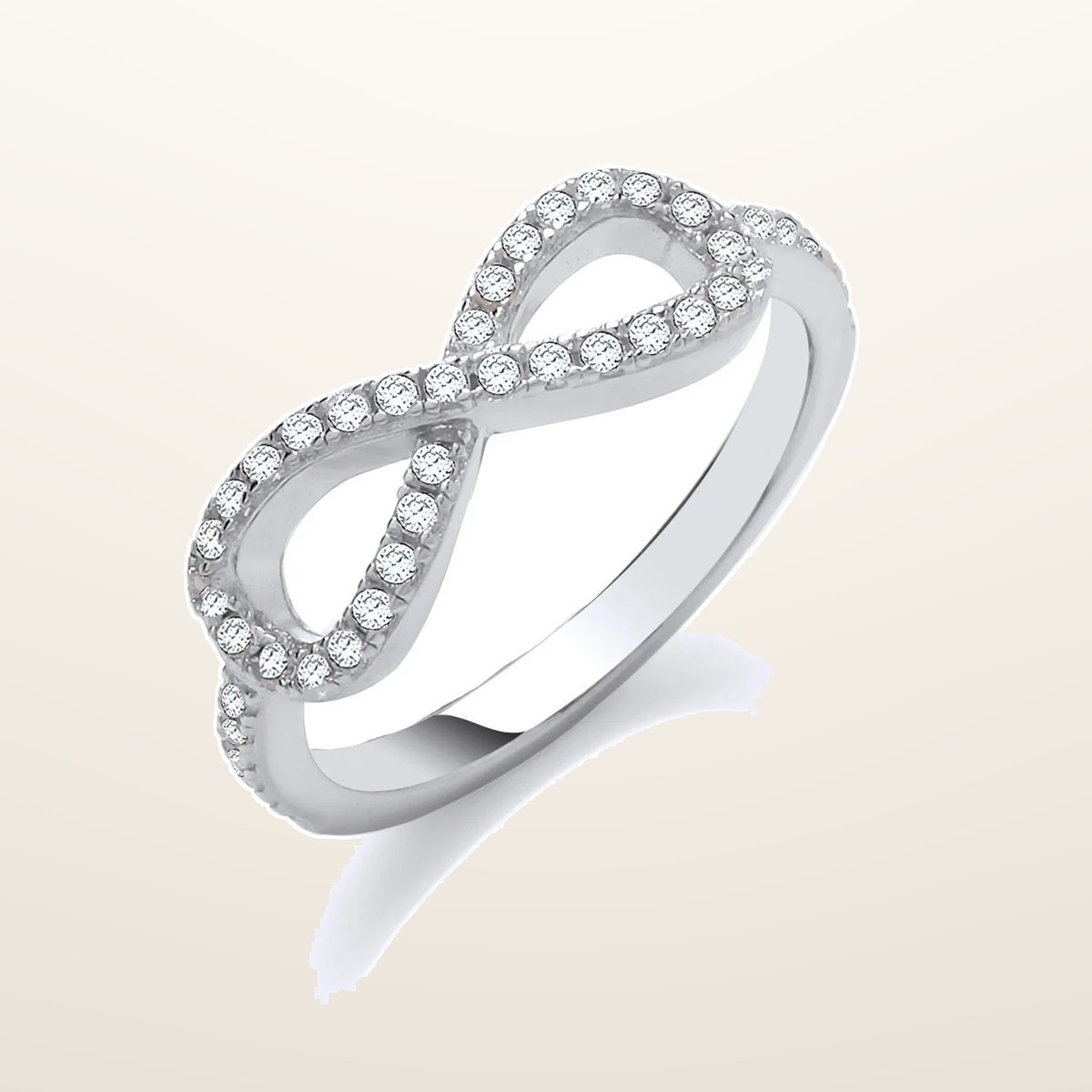 IT_ROLE:studio_clean | Silver Cubic Zirconia Infinity Symbol Ring