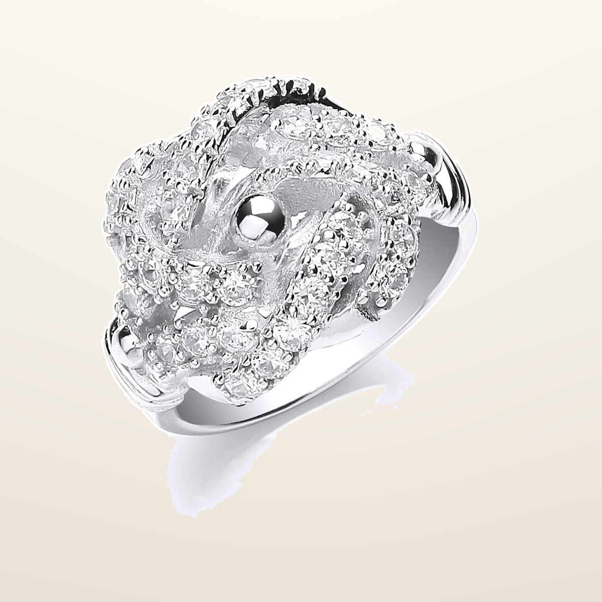 IT_ROLE:studio_clean | Silver Cubic Zirconia Knot Gents Ring