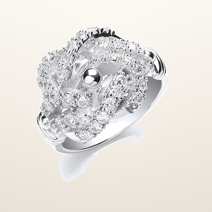 IT_ROLE:studio_clean | Silver Cubic Zirconia Knot Gents Ring