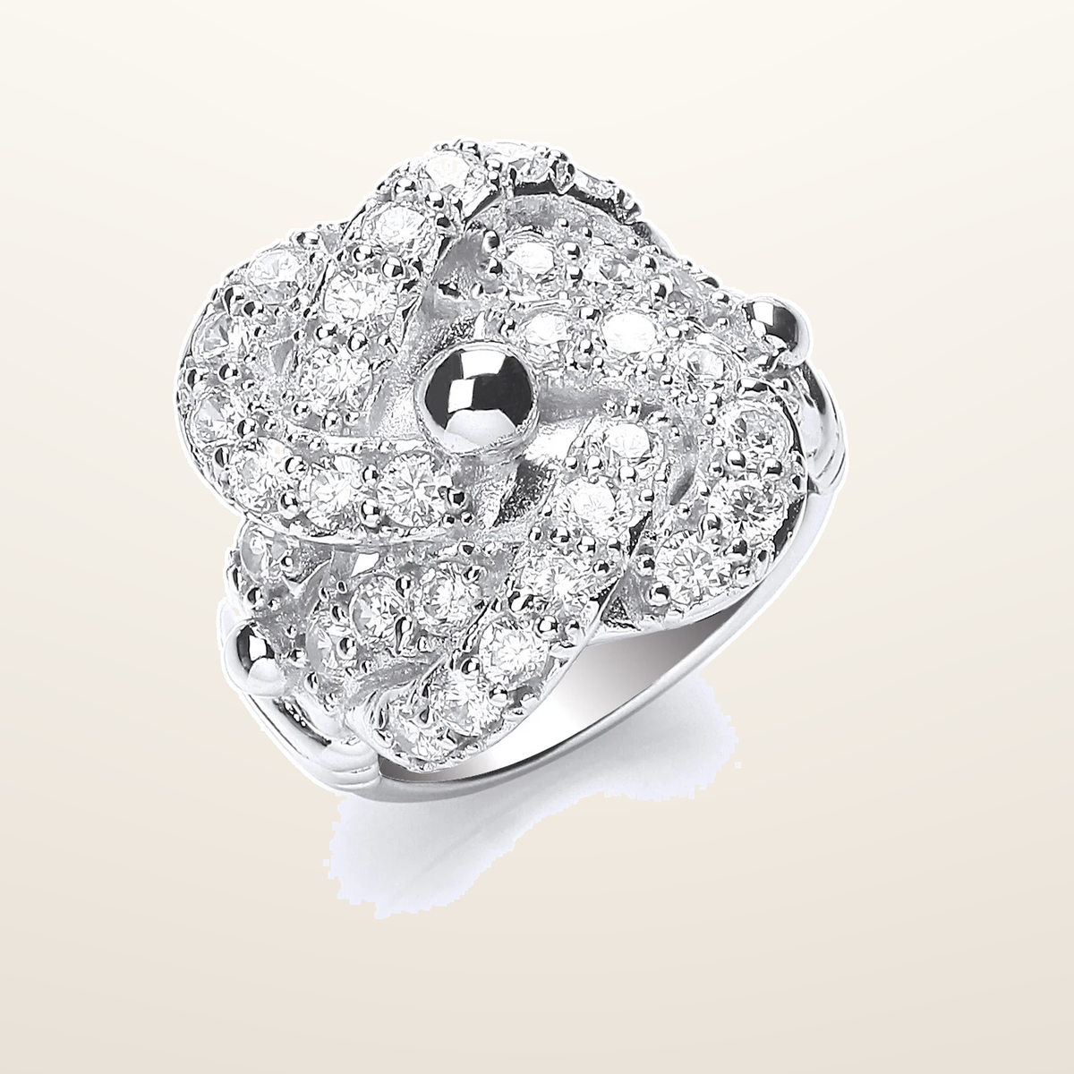 IT_ROLE:studio_clean | Silver Cubic Zirconia Knot Gents Ring