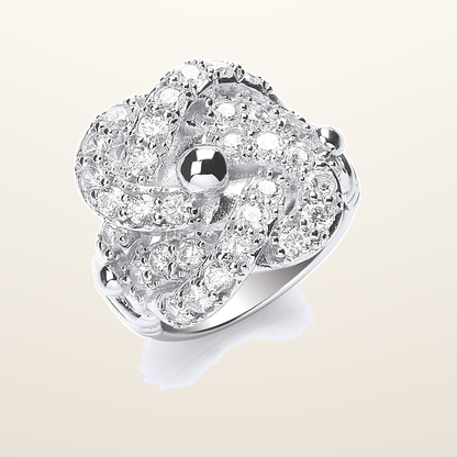 IT_ROLE:studio_clean | Silver Cubic Zirconia Knot Gents Ring
