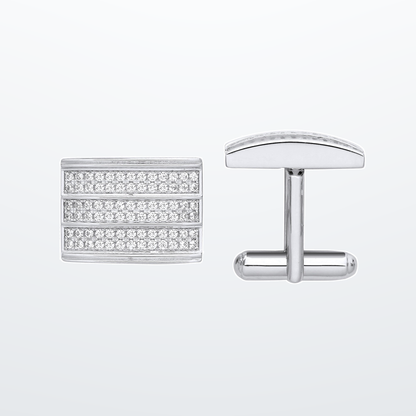Silver Cubic Zirconia Rectangle Cufflinks – studio view – Imperial Time
