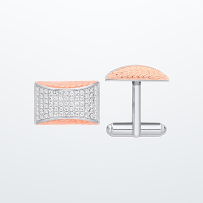 IT_ROLE:studio_clean | Silver Cubic Zirconias & Rose Gold Plating Barley Design Cufflinks