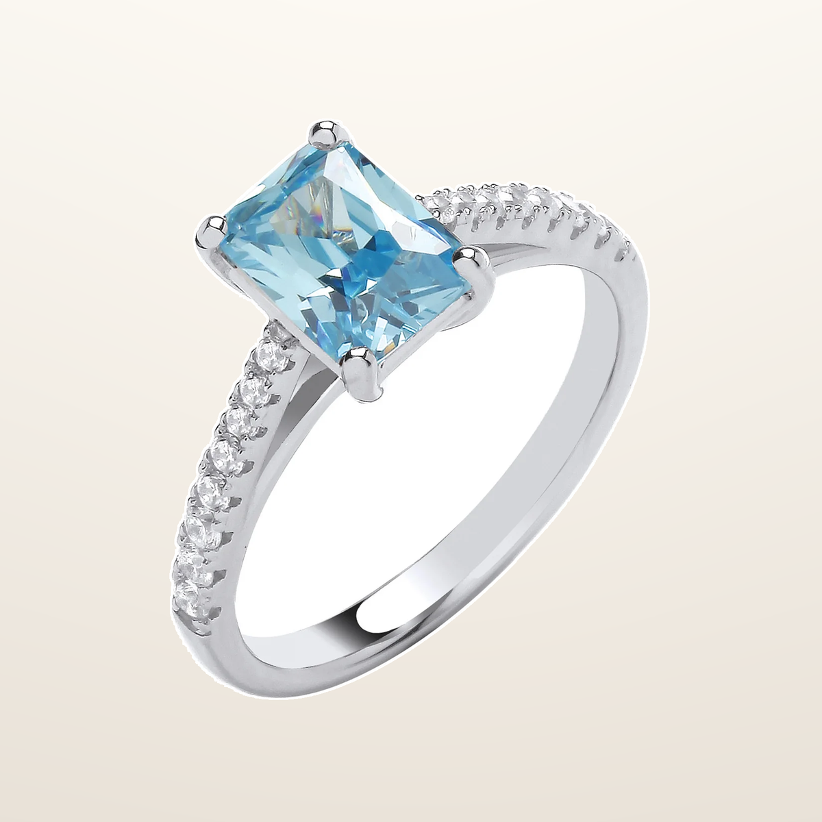 IT_ROLE:studio_clean | Silver Emerald Blue Cubic Zirconia Solitaire Ring