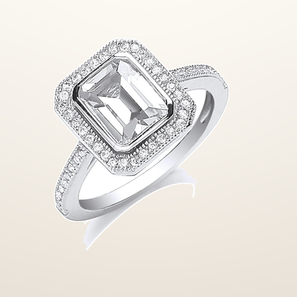 IT_ROLE:studio_clean | Silver Emerald Cut Cubic Zirconia Centre Ring