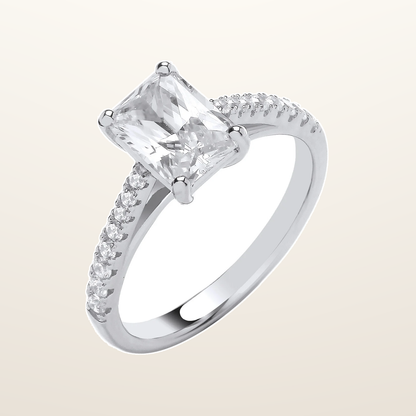 IT_ROLE:studio_clean | Silver Emerald Cubic Zirconia Solitaire Ring