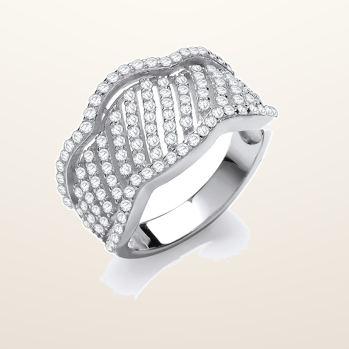IT_ROLE:studio_clean | Silver Fancy Wavy Cubic Zirconia Ring