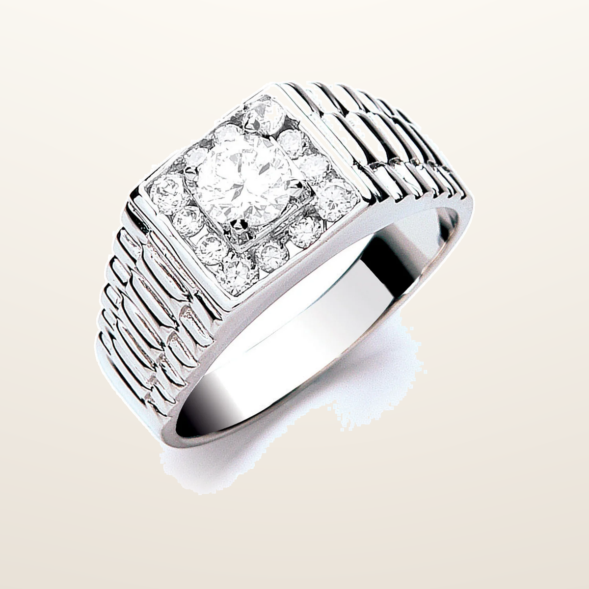 IT_ROLE:studio_clean | Silver Gents Cubic Zirconia Ring