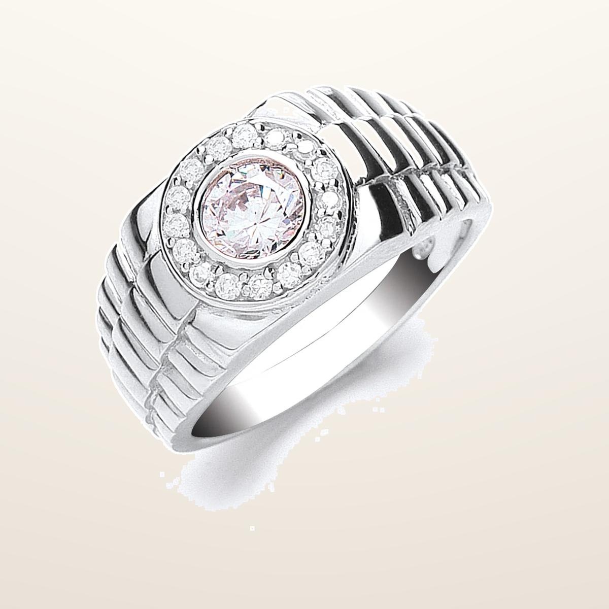 IT_ROLE:studio_clean | Silver Gents Cubic Zirconia Ring