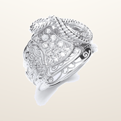 IT_ROLE:studio_clean | Silver Gents Cubic Zirconia Saddle Ring