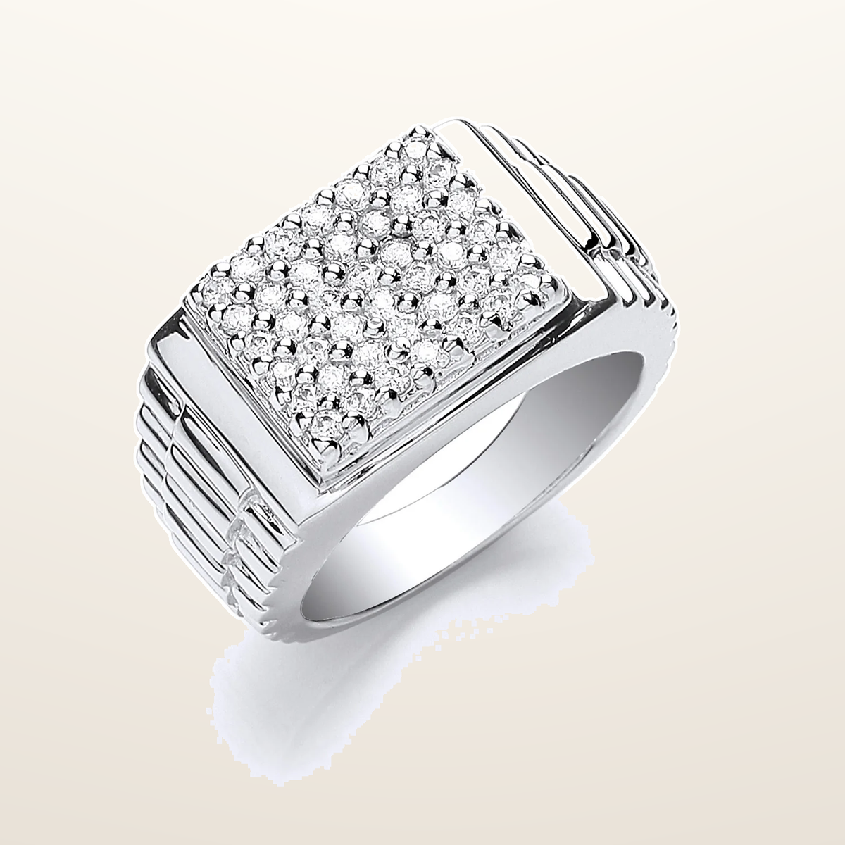 IT_ROLE:studio_clean | Silver Gents Square Top Cubic Zirconia Ring