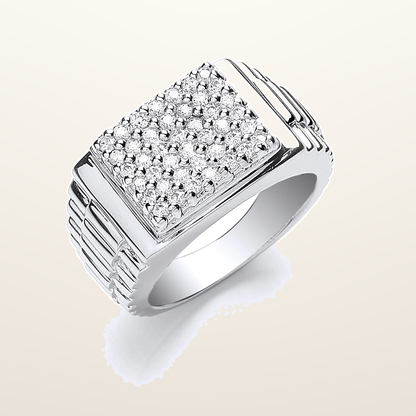 IT_ROLE:studio_clean | Silver Gents Square Top Cubic Zirconia Ring