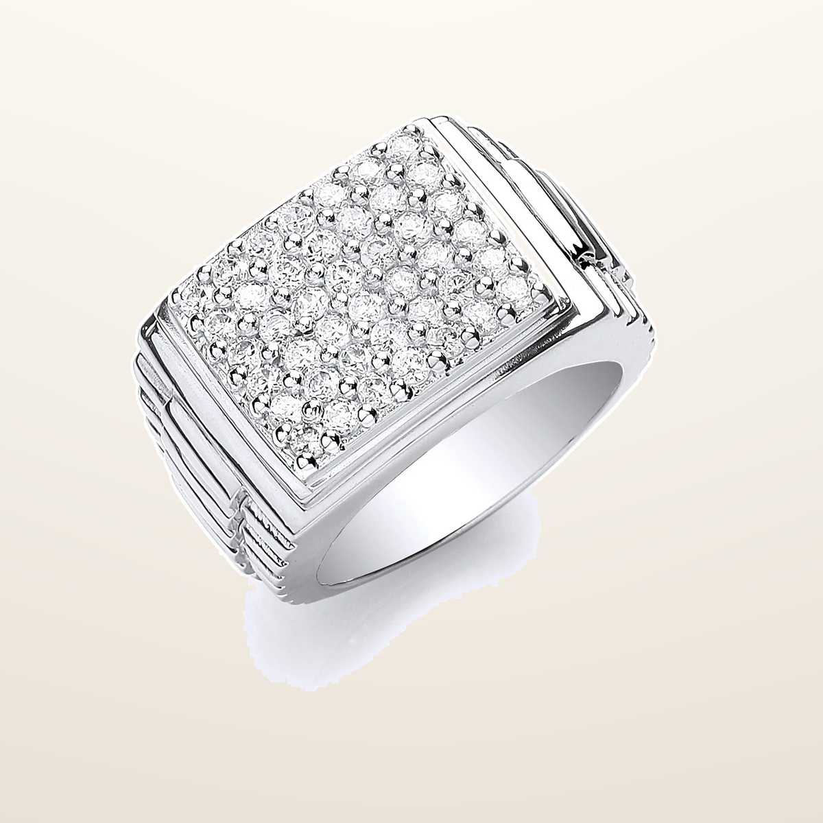 IT_ROLE:studio_clean | Silver Gents Square Top Cubic Zirconia Ring