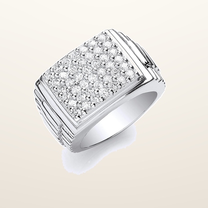 IT_ROLE:studio_clean | Silver Gents Square Top Cubic Zirconia Ring
