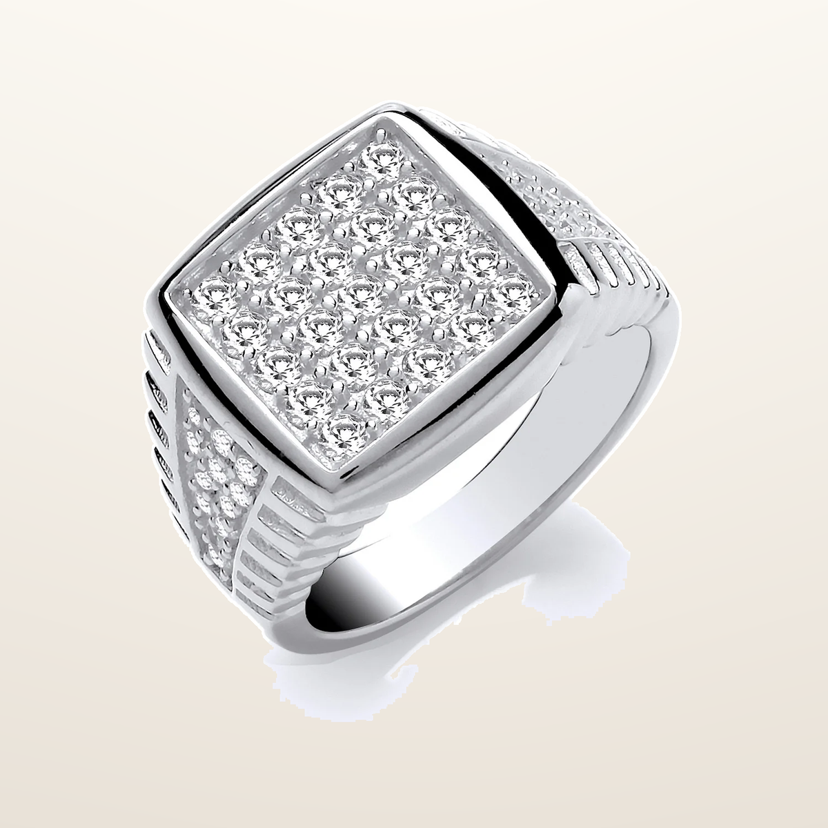 IT_ROLE:studio_clean | Silver Gents Square Top Cubic Zirconia Ring