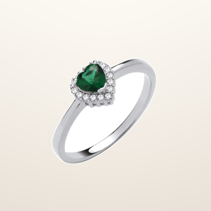 IT_ROLE:studio_clean | Silver Green Cubic Zirconia Heart Ring