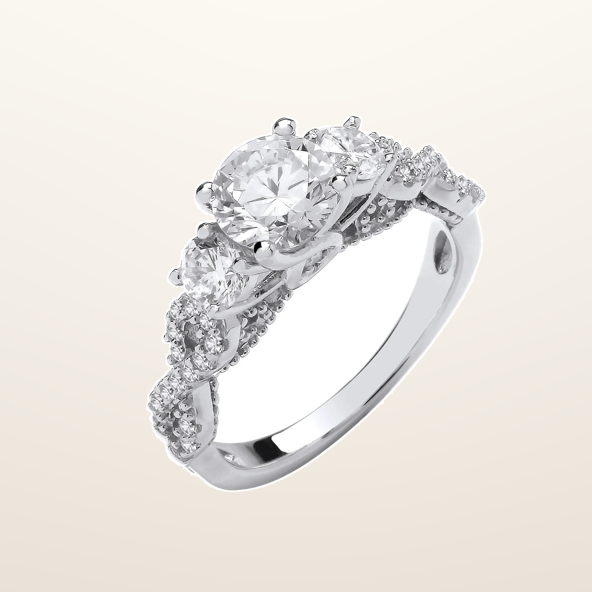 IT_ROLE:studio_clean | Silver High Setting Trilogy with Infinity Sides Ring