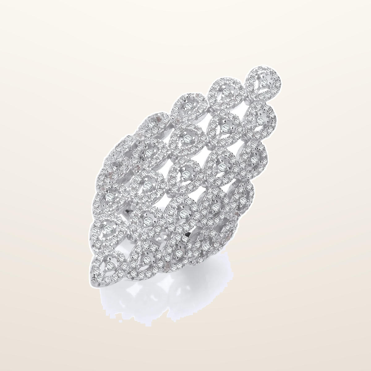 IT_ROLE:studio_clean | Silver Long Diamond Shape Design Cubic Zirconia Ring