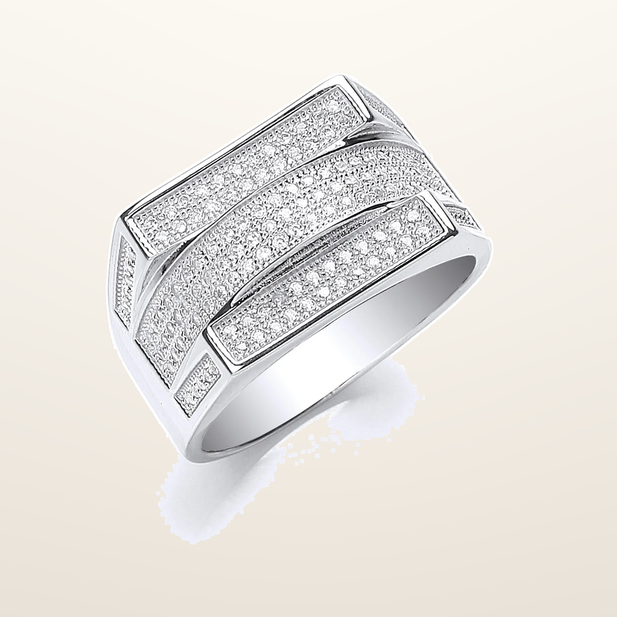 IT_ROLE:studio_clean | Silver Micro Pave' Cubic Zirconia Gents Ring