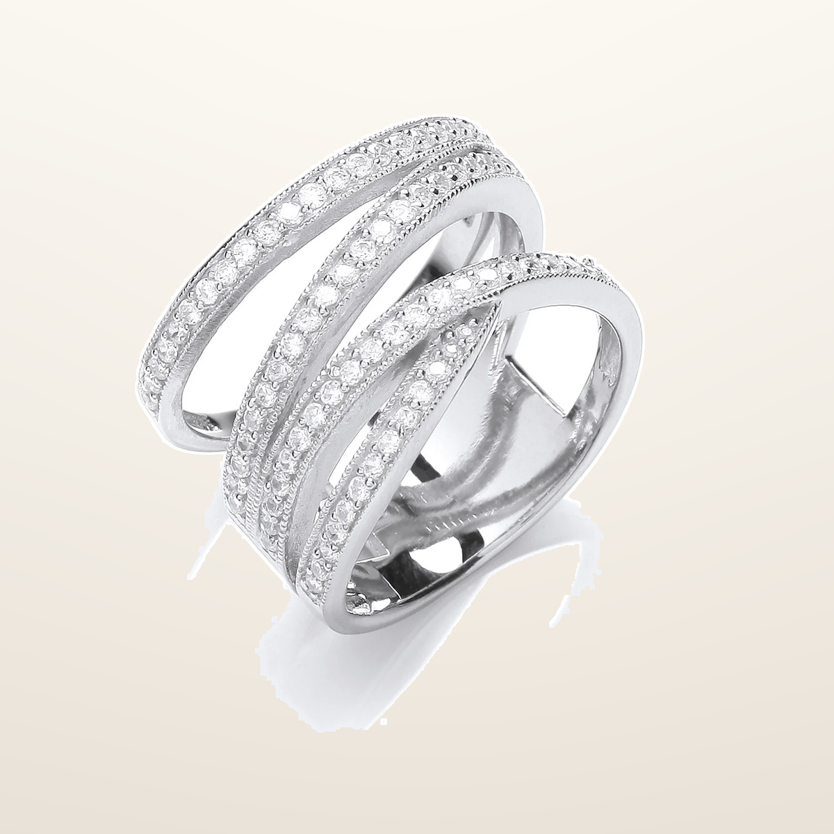IT_ROLE:studio_clean | Silver Micro-Pave Multi Band Cubic Zirconia Ring