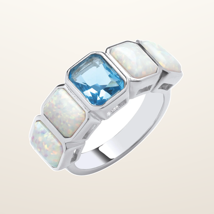 IT_ROLE:studio_clean | Silver Opal & Blue Cubic Zirconia Stones Ring