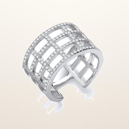 IT_ROLE:studio_clean | Silver Open Rectangular Designs Cubic Zirconia Ring
