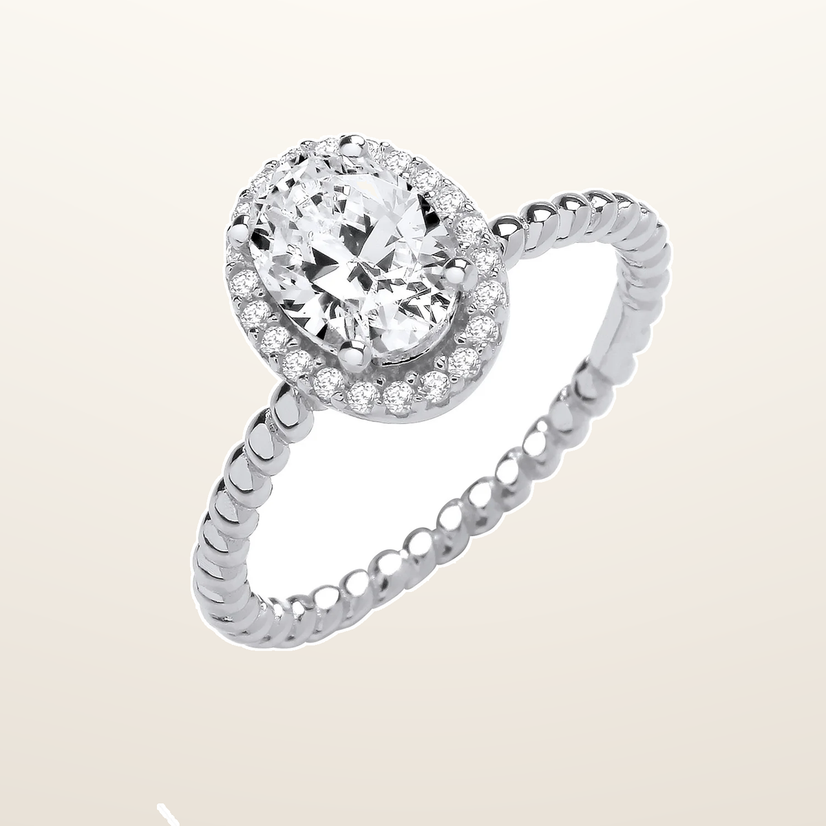 IT_ROLE:studio_clean | Silver Oval Cubic Zirconia Solitaire Ring