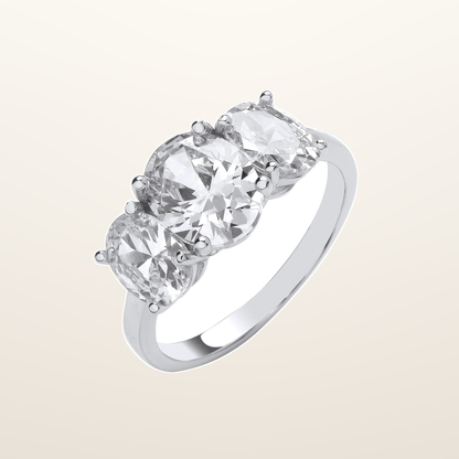 IT_ROLE:studio_clean | Silver Oval Cubic Zirconias Trilogy Ring