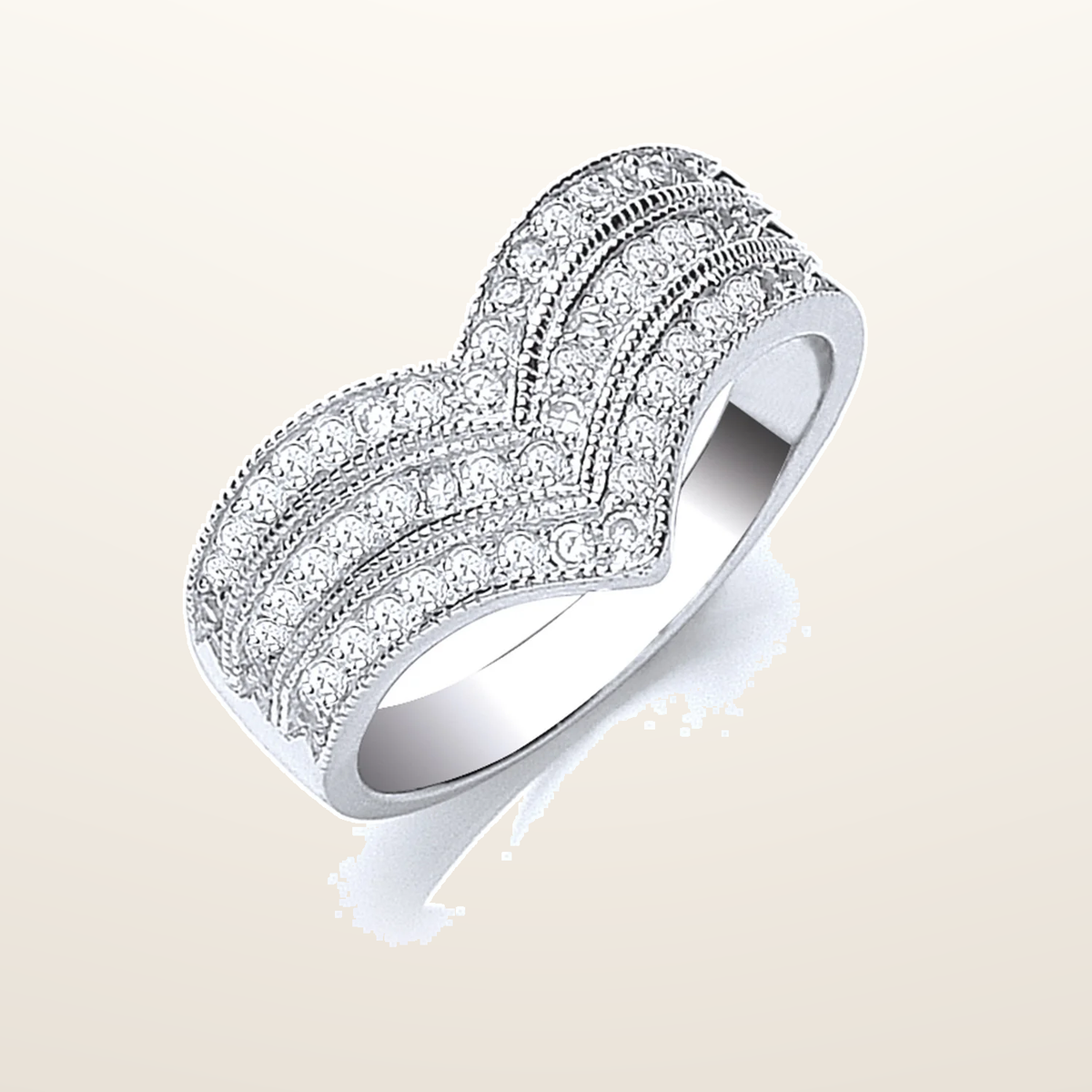 IT_ROLE:studio_clean | Silver Pave Set Cubic Zirconia Triple Wishbone Ring