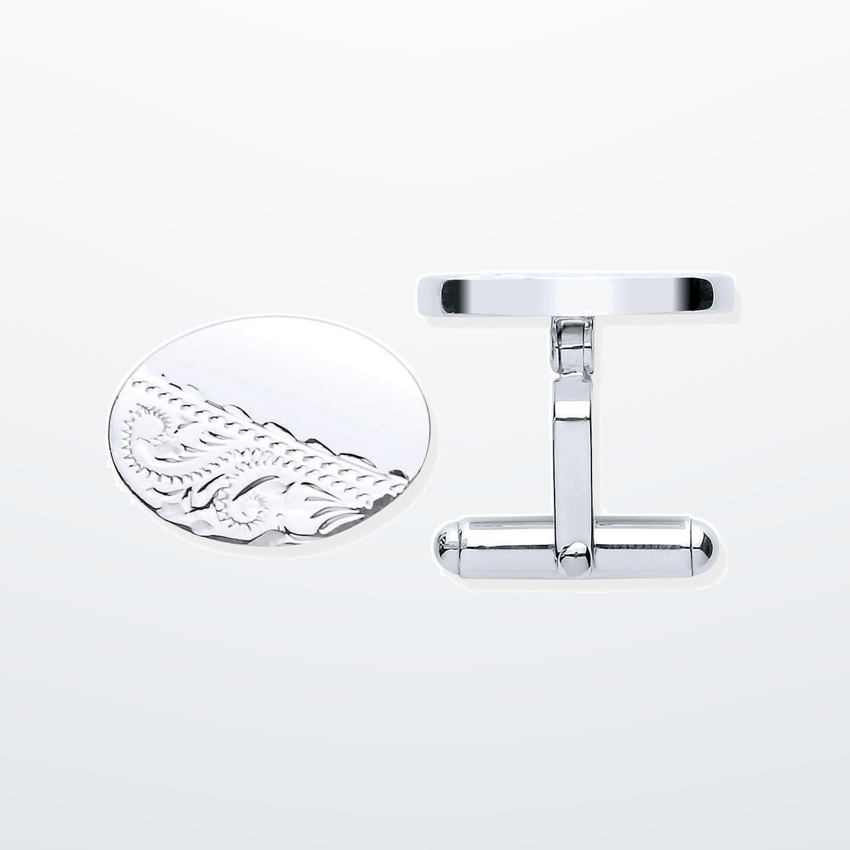 IT_ROLE:studio_clean | Silver Plain & Engraved Oval Cufflinks