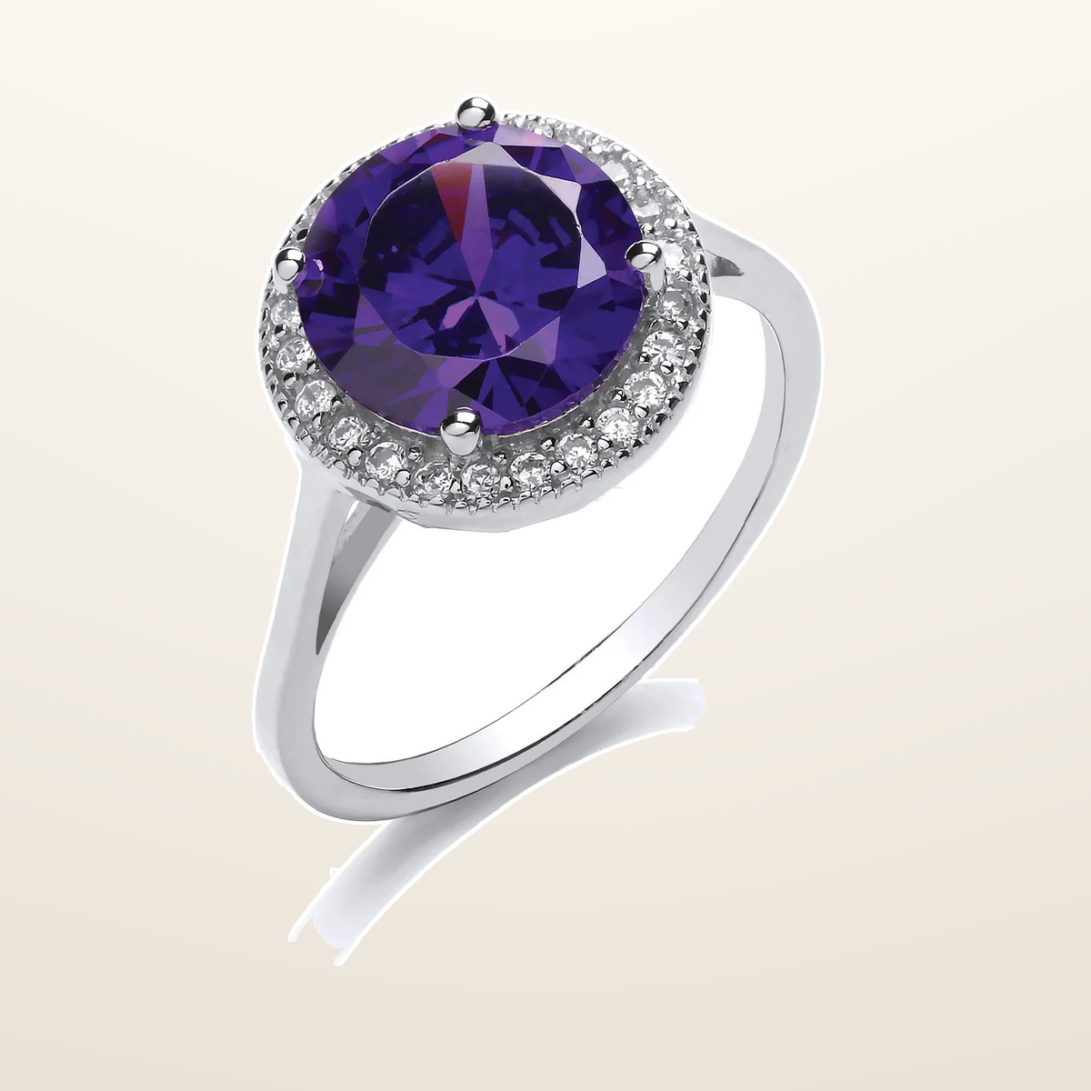 IT_ROLE:studio_clean | Silver Purple Cubic Zirconia Cluster Ring