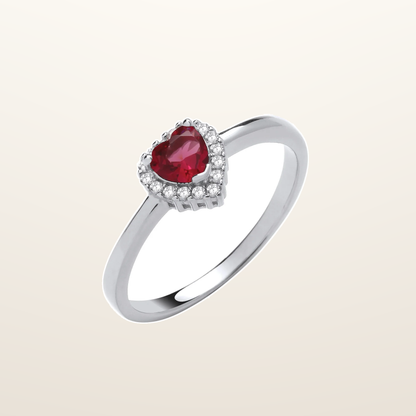 IT_ROLE:studio_clean | Silver Red Cubic Zirconia Heart Ring