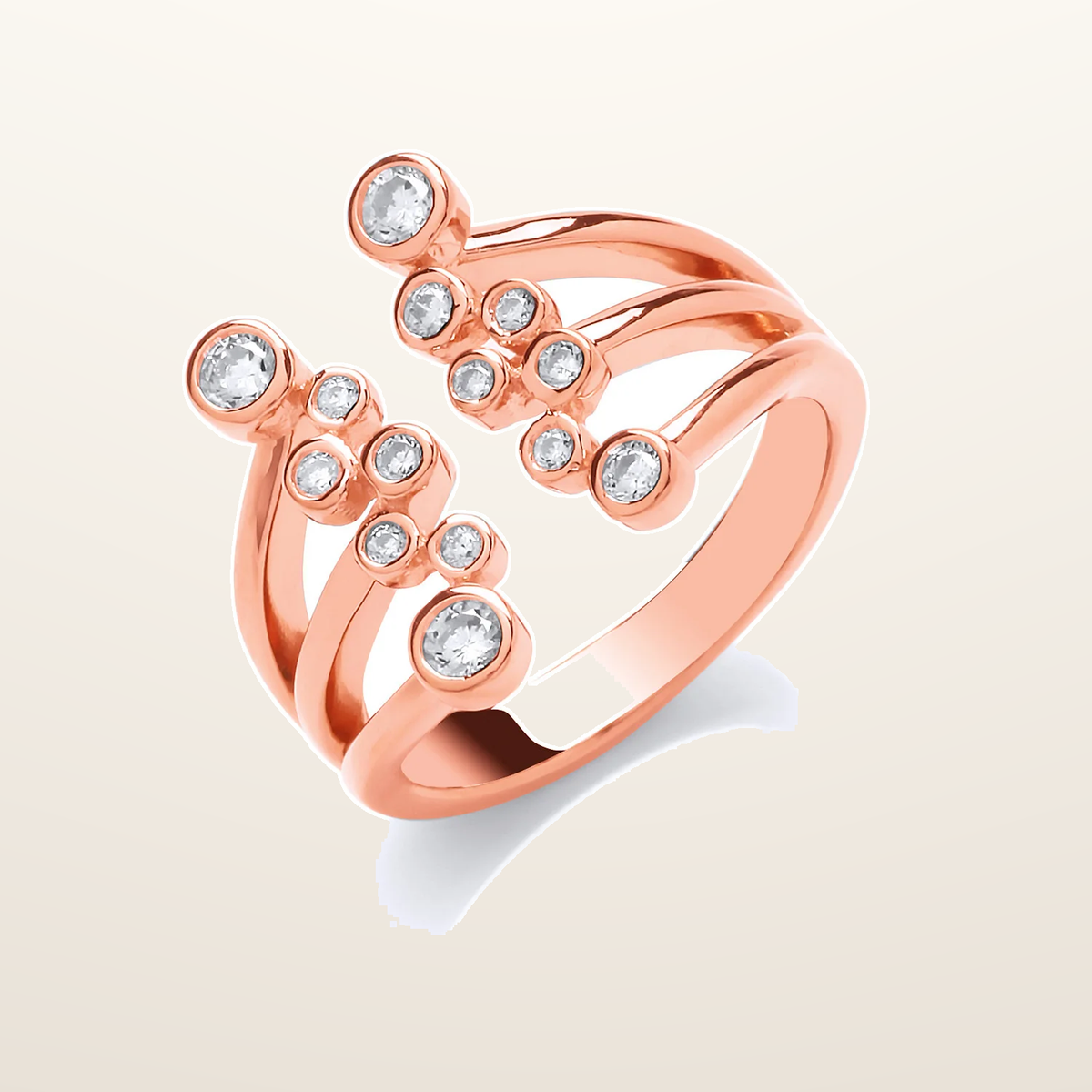 IT_ROLE:studio_clean | Silver Rose Gold Coated Open Top Cubic Zirconia Ring