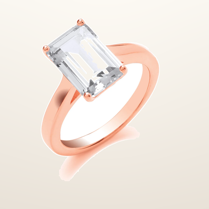 IT_ROLE:studio_clean | Silver Rose Gold Plated Emerald Cut Solitaire Ring